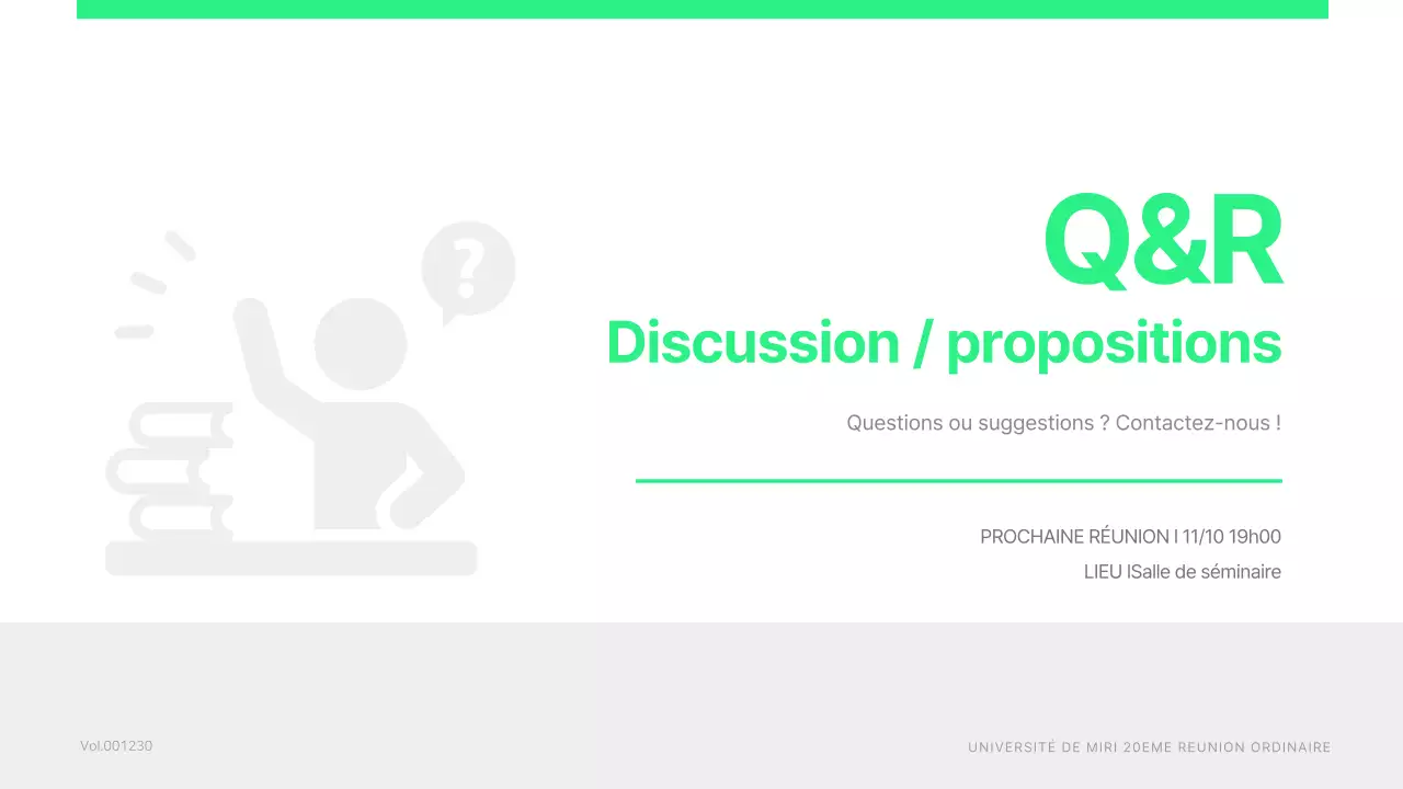 Une simple réunion du conseil des élèves en vert citron