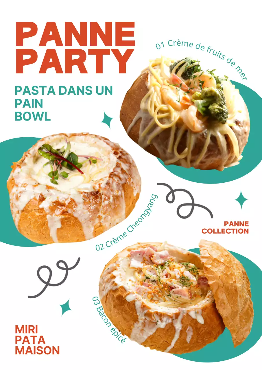 Présentation du menu de forme kitsch rouge turquoise