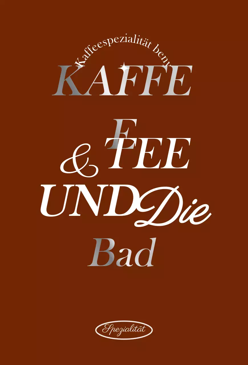 Sentimentaler Cafe-Schriftzug in Braun und Silber