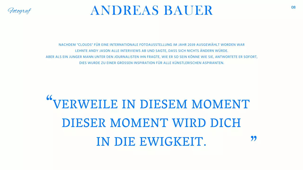 Trendiger Porträtbericht in Blau, Schwarz und Weiß