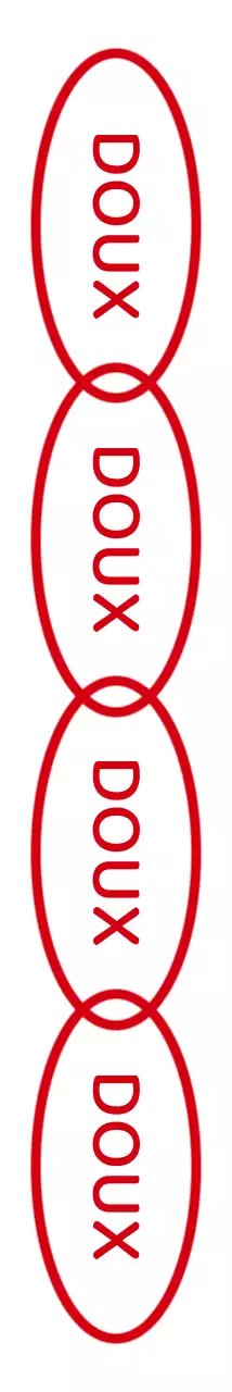 Une combinaison simple de formes et de texte en rouge avec des répétitions Style Cafe