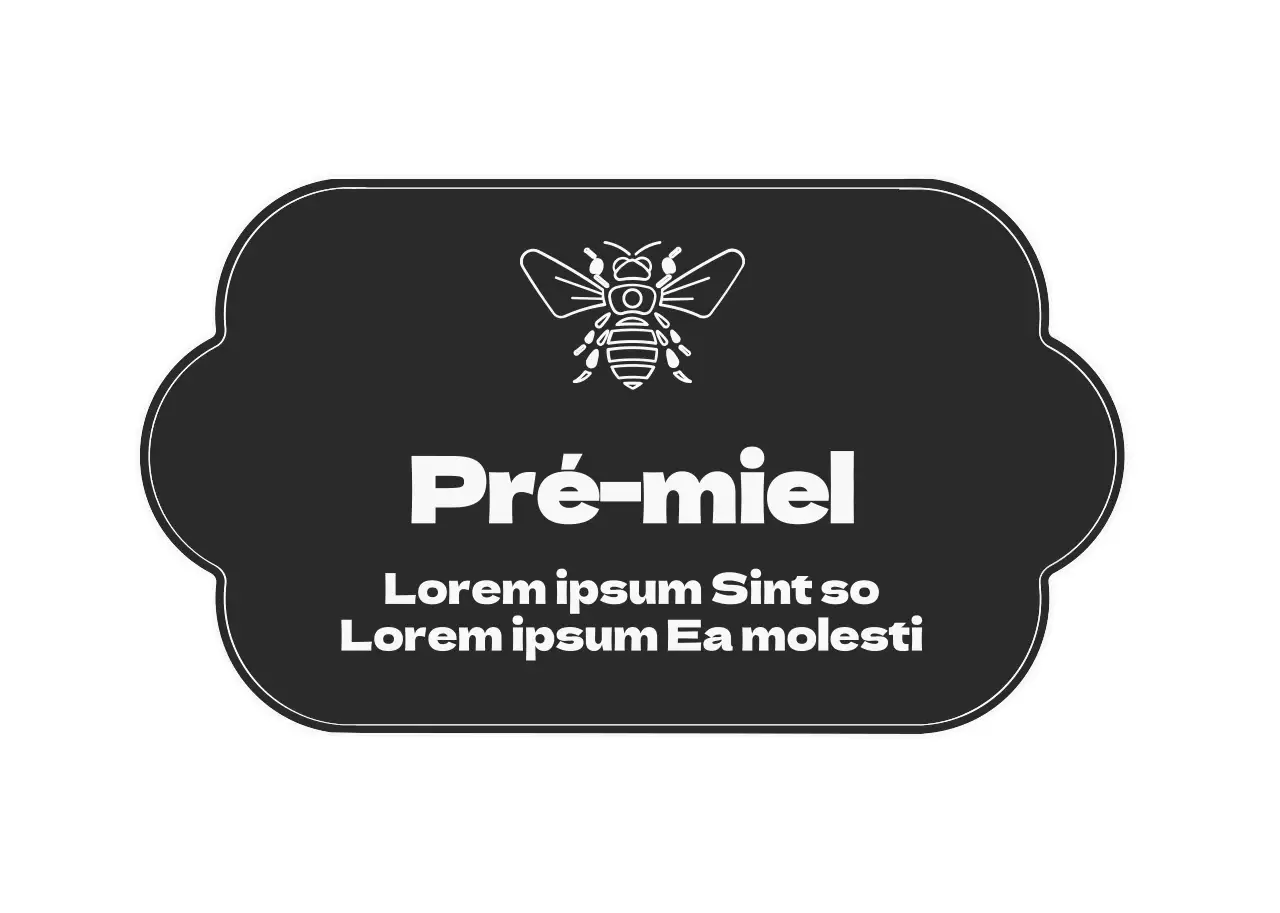 Cadre de ruban luxueux, concept d'étiquette de miel autocollante en gris foncé et blanc