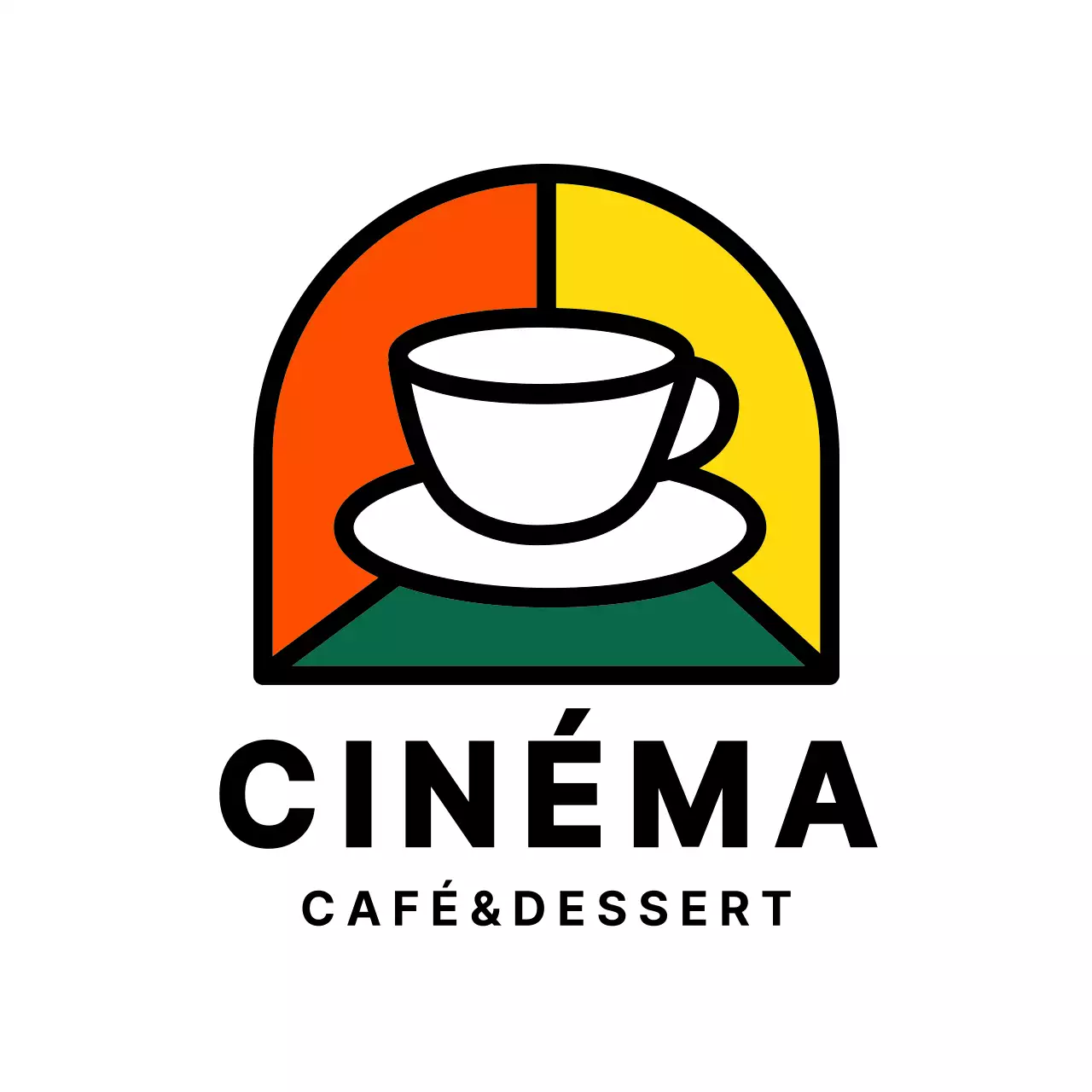Logo promotionnel d'un café avec illustration d'un concept de café coloré