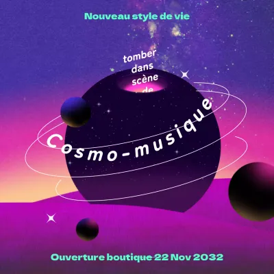 Couverture d'un album conceptuel de la planète spatiale en noir et violet