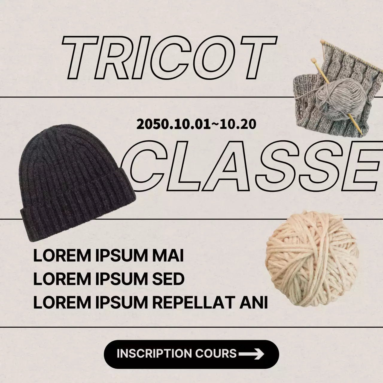 Texte monotone Flux Instagram