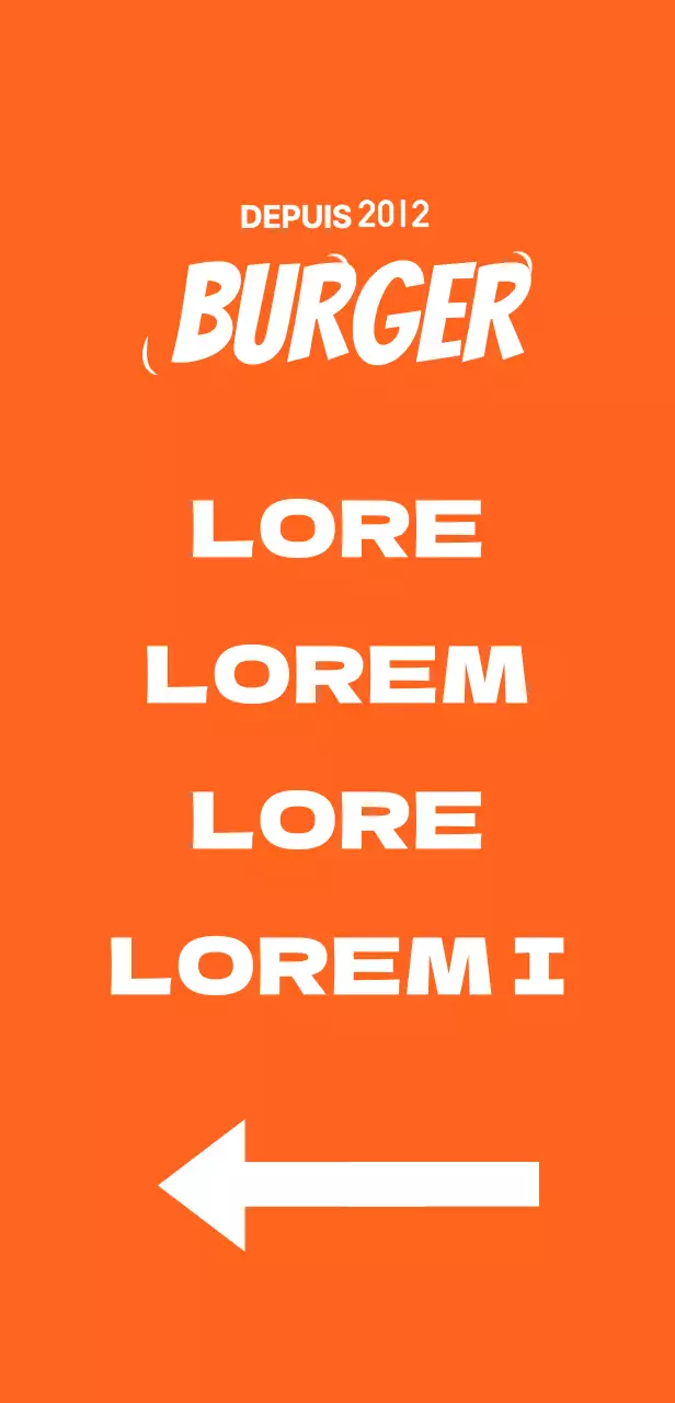 Panneau de signalisation avec un menu comportant une illustration d'un hamburger sur fond orange