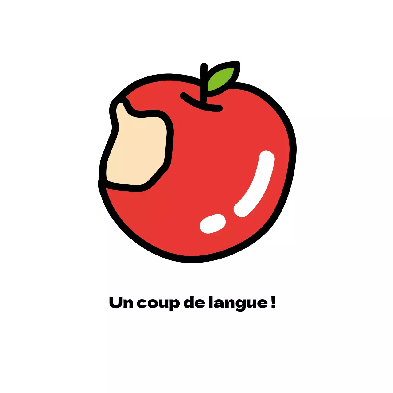Illustration en blanc de la promotion d'un produit alimentaire drôle, d'une ferme ou d'une pomme