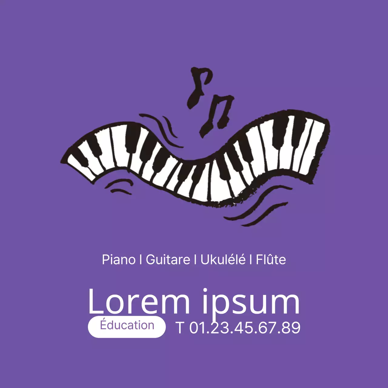 Illustration d'un clavier violet école de musique