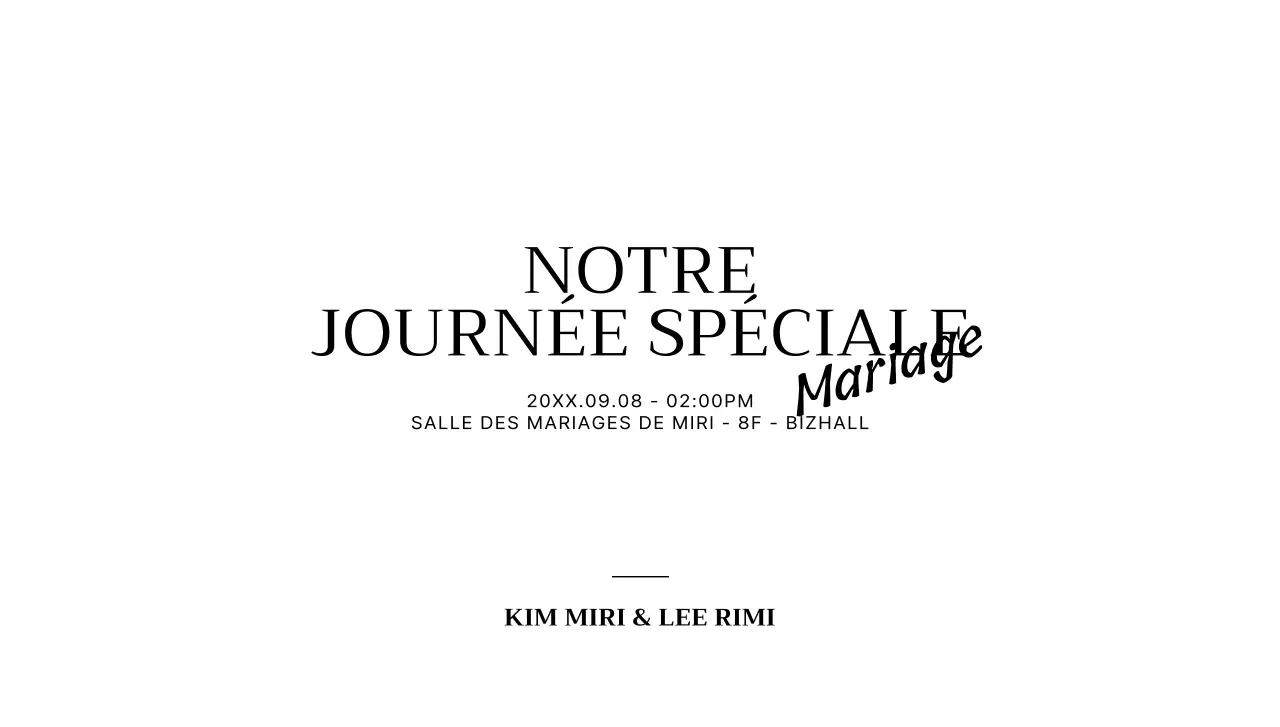 Pour une invitation de mariage simple avec un texte noir en cursive