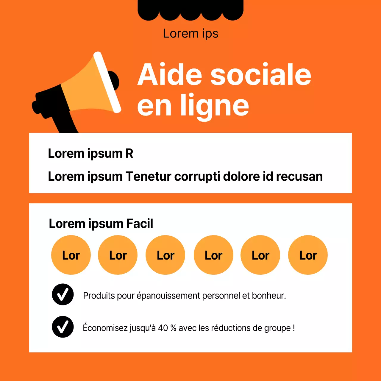 Ouverture d'un centre d'aide sociale interne propre, noir et orange