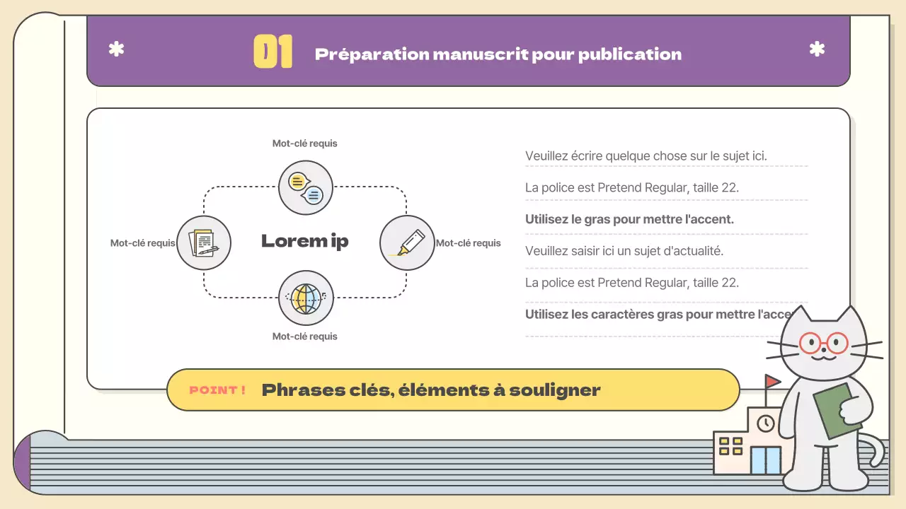 Plan de publication kitsch en jaune et violet Matériel de cours