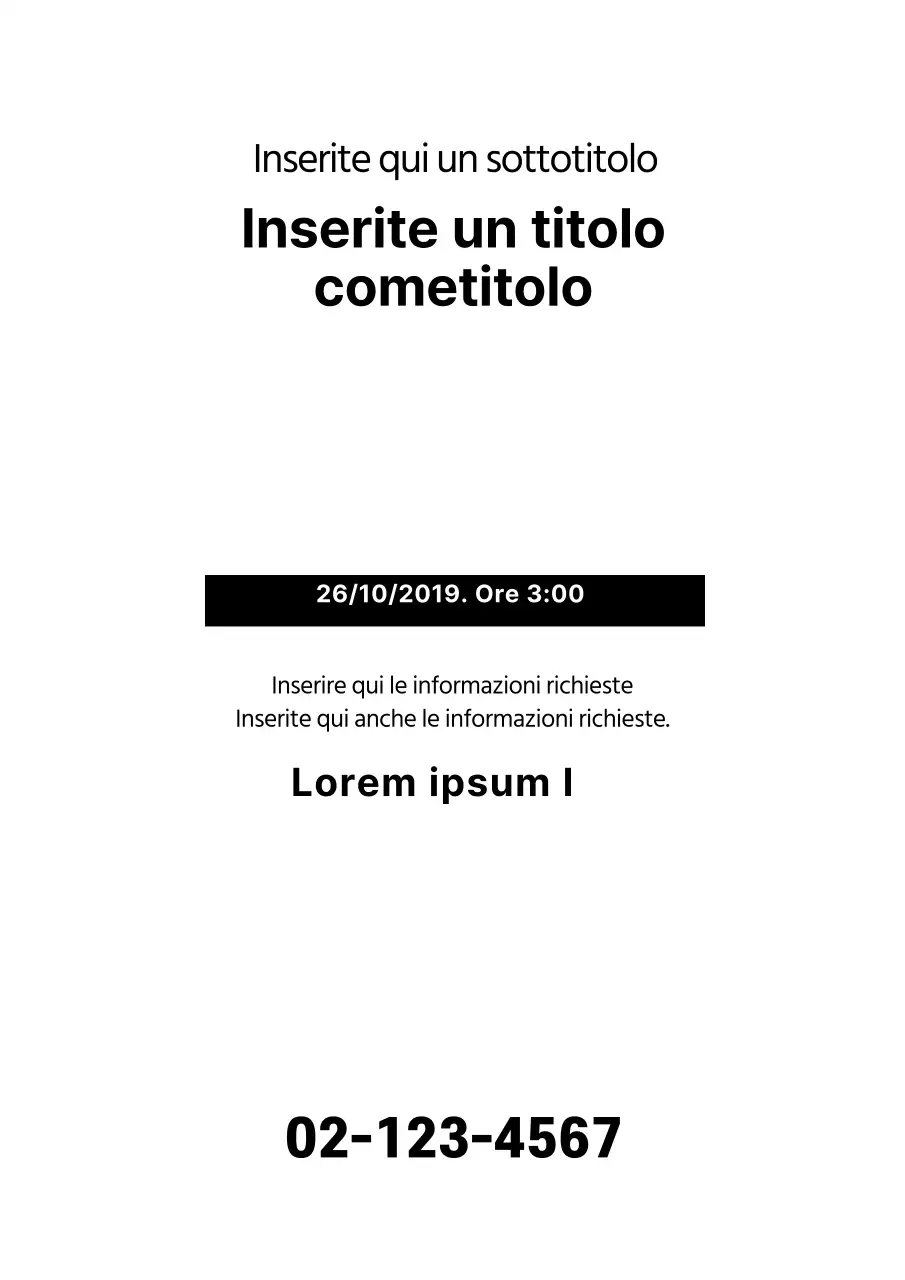 Semplice design di volantino promozionale in bianco e nero