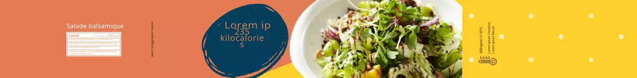 Étiquette d'information sur les salades, jaune orange, photo