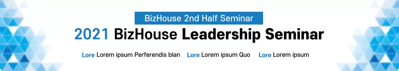 Banner de promoção do seminário de liderança moderna azul