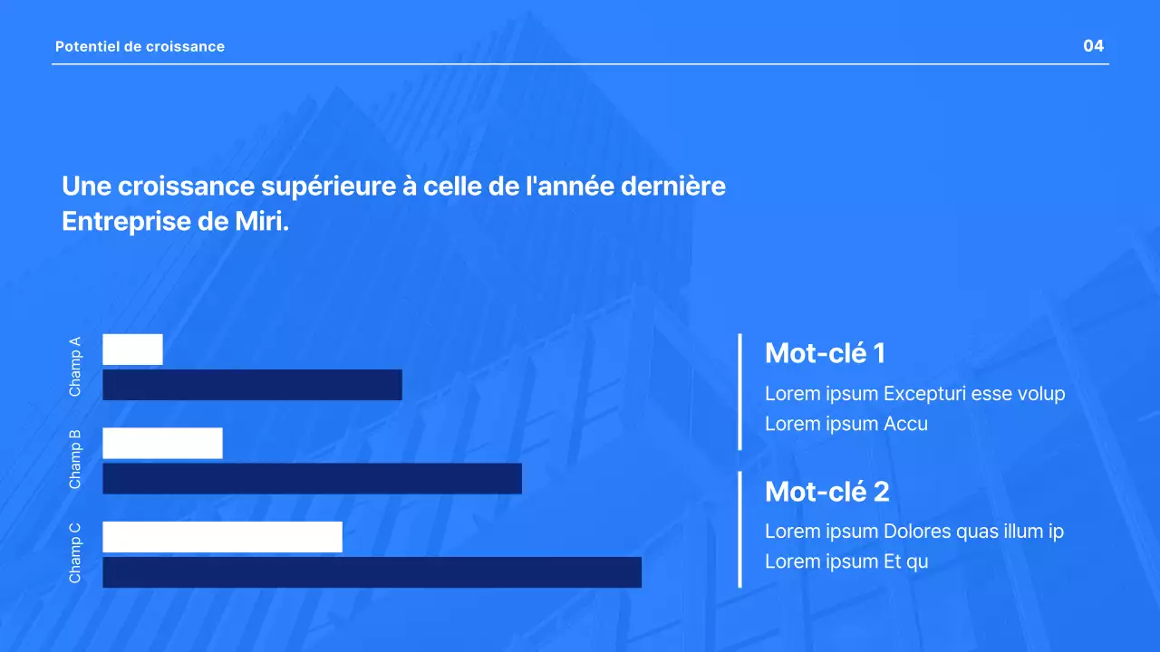 Une présentation d'entreprise moderne en bleu et blanc
