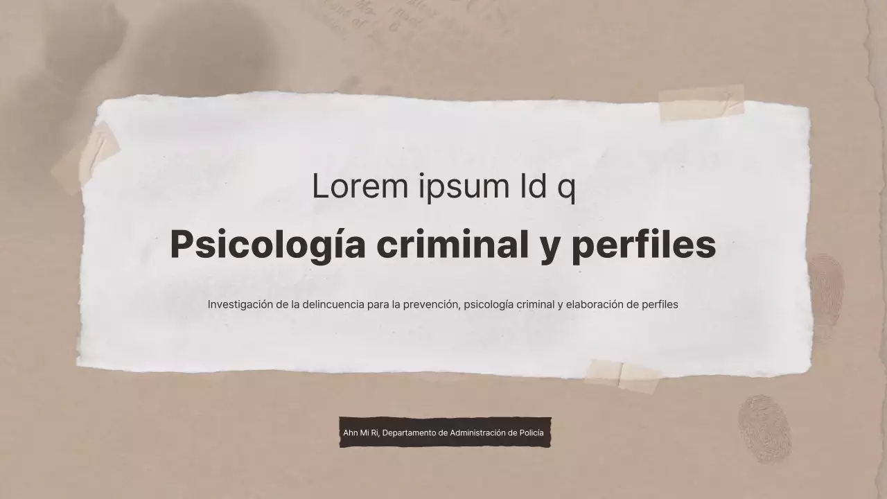 Presentaciones de investigación sobre psicología criminal en papel de estraza