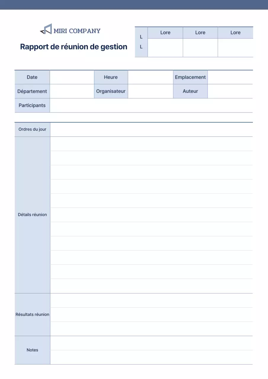 Compte-rendu de la réunion exécutive sur fond bleu