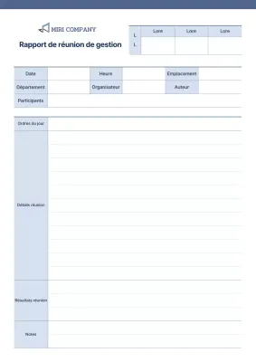 Compte-rendu de la réunion exécutive sur fond bleu