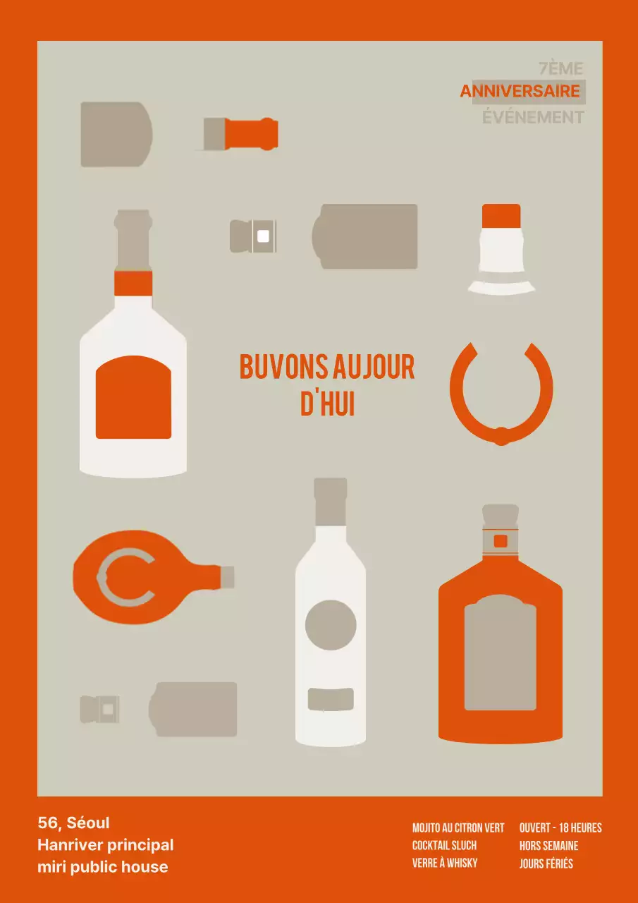 Affiche web pour Hope, un bar simple et moderne de style pub, dans les tons orange et marron.