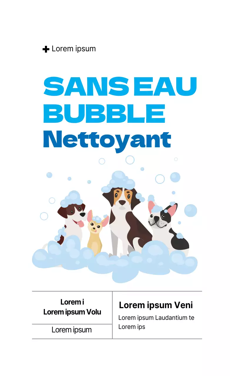 Illustration bleue Étiquette de shampoing pour animaux de compagnie