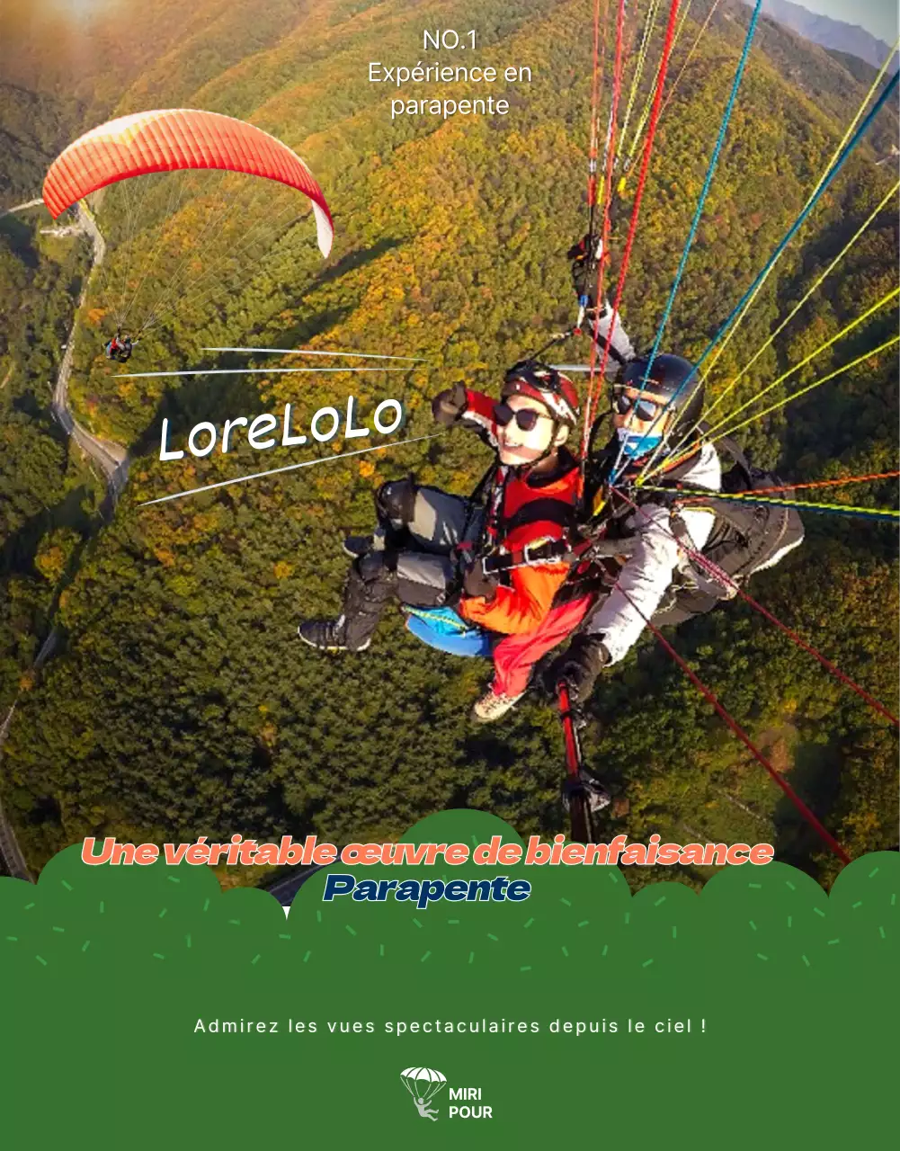 Page détaillée du parapente avec des accents orange dans SkyConcept