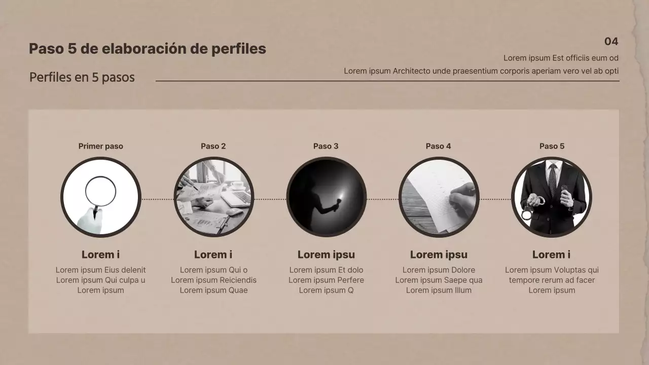 Presentaciones de investigación sobre psicología criminal en papel de estraza