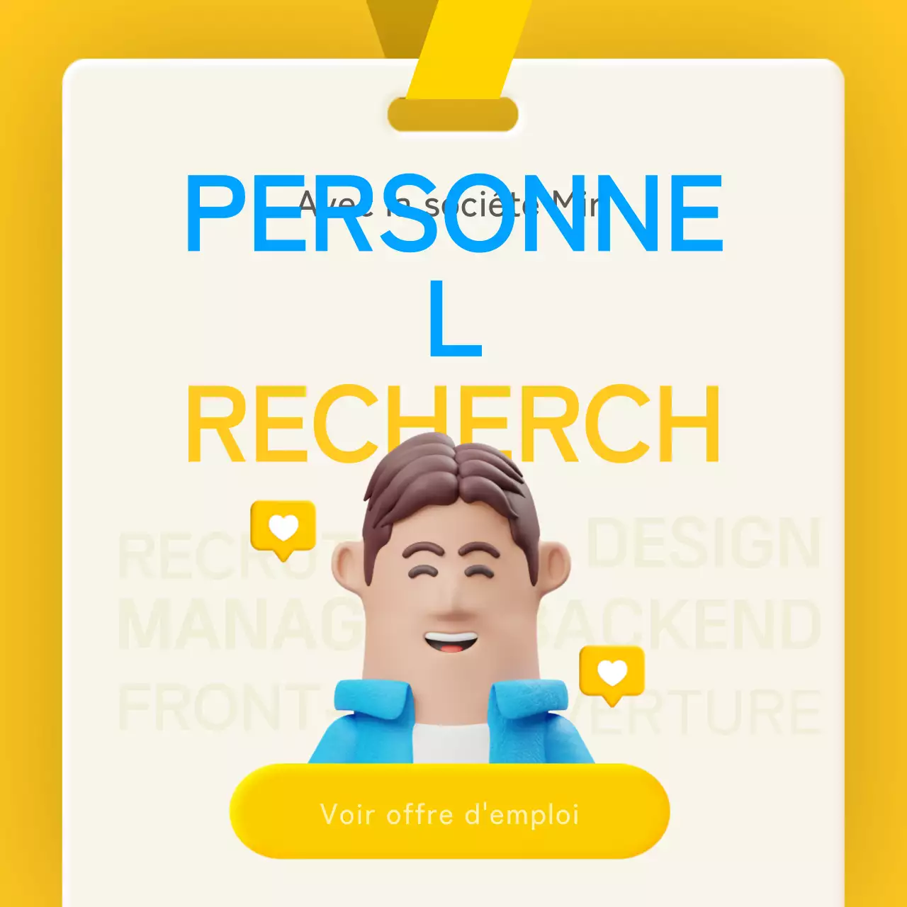 Concept stéréoscopique 3D en bleu et jaune pour introduire le bien-être en entreprise