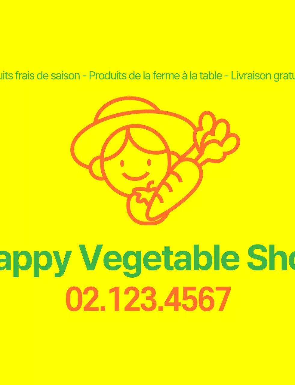 Gilet de magasin de légumes avec illustration linéaire simple en jaune, vert et orange