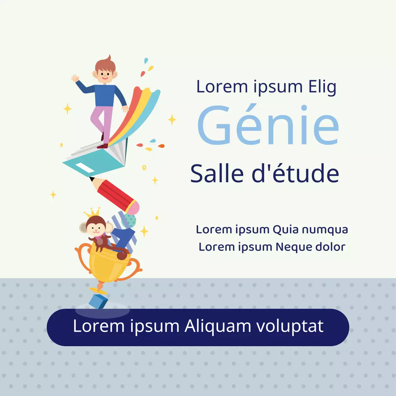 Illustration bleue Académie d'études Promotion de l'éducation