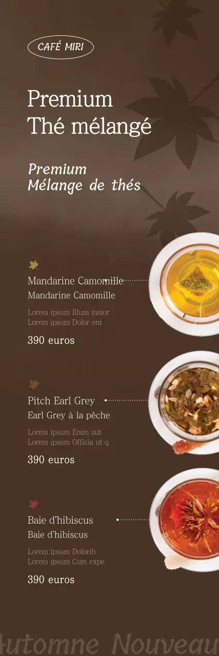 Guide de la nouvelle carte d'automne de ce café brun, simple et luxueux