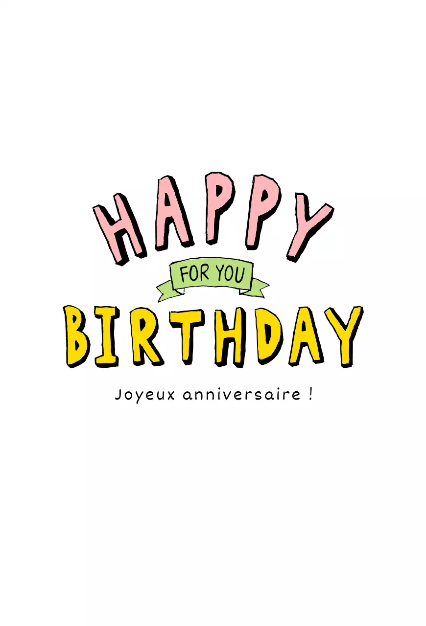 Carte d'anniversaire simple avec calligraphie en rose et jaune