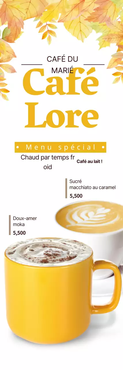Promouvoir un menu d'automne jaune-blanc pour les cafés