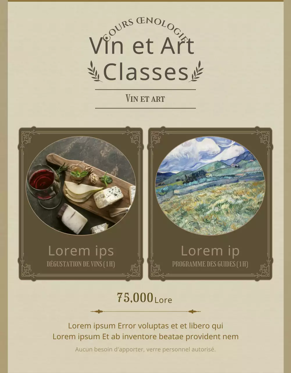 Un guide des cours d'art, de vin et de beige d'inspiration vintage