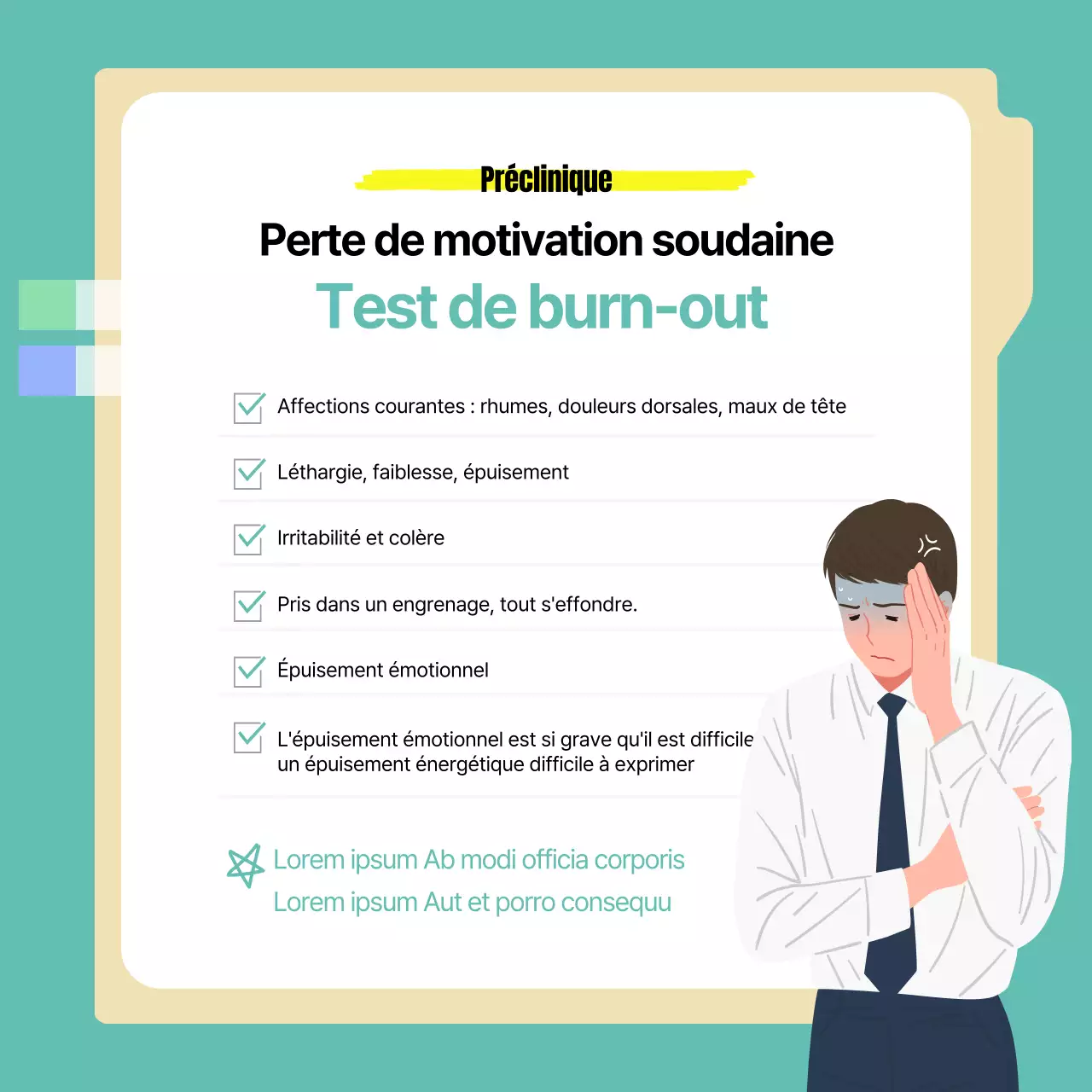 Contenu de l'autotest sur le syndrome d'épuisement professionnel de Mintz-Thorne