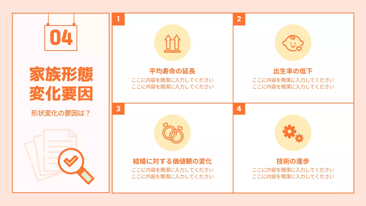 オレンジ シンプル 家族 企画書 プレゼンテーション