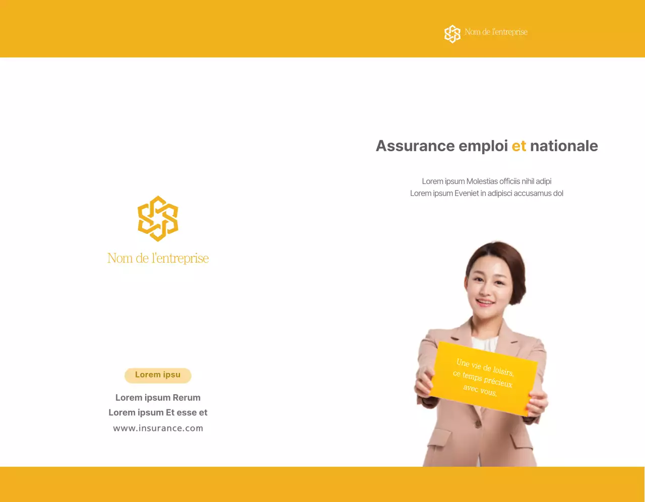 Un texte et une image simples de couleur jaune faisant la promotion du régime d'assurance nationale.