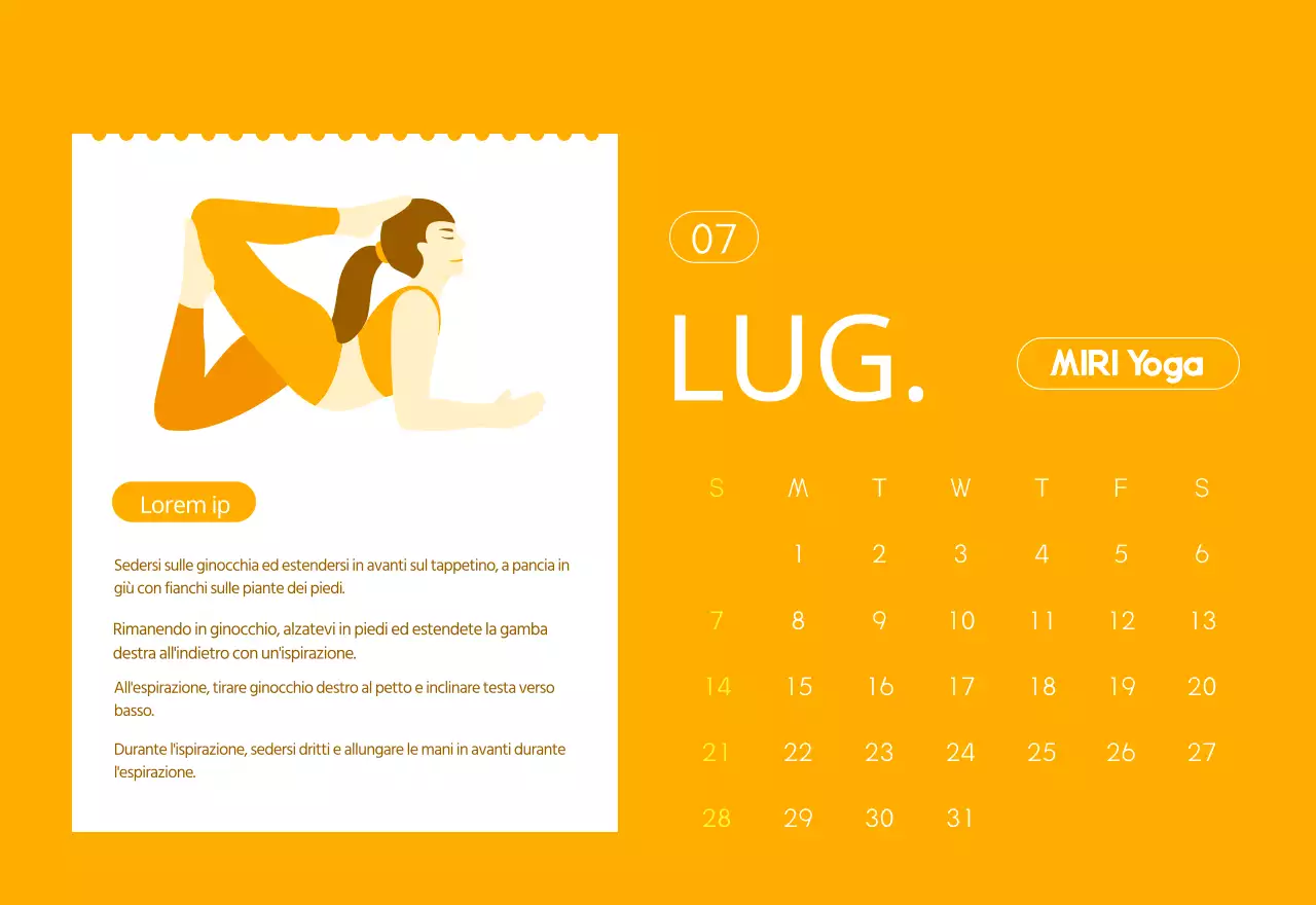 Calendari arancioni da regalare per promuovere il vostro studio di yoga