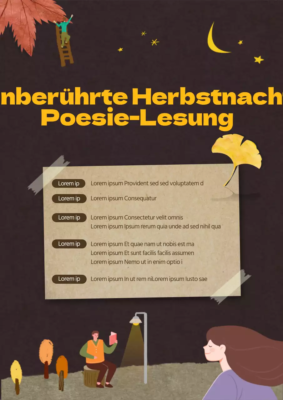 Flyer für den Poesie-Lesewettbewerb der Bibliothek in der Herbstnacht