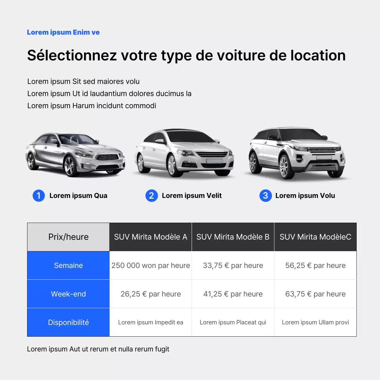 La carte de location de voiture bleue et violetteNews