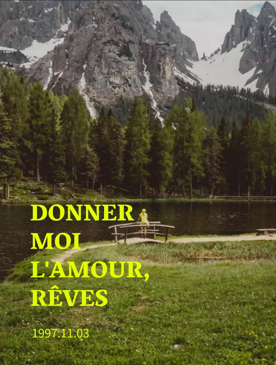 Marchandises avec des photos vintage apaisantes aux accents verts fluorescents