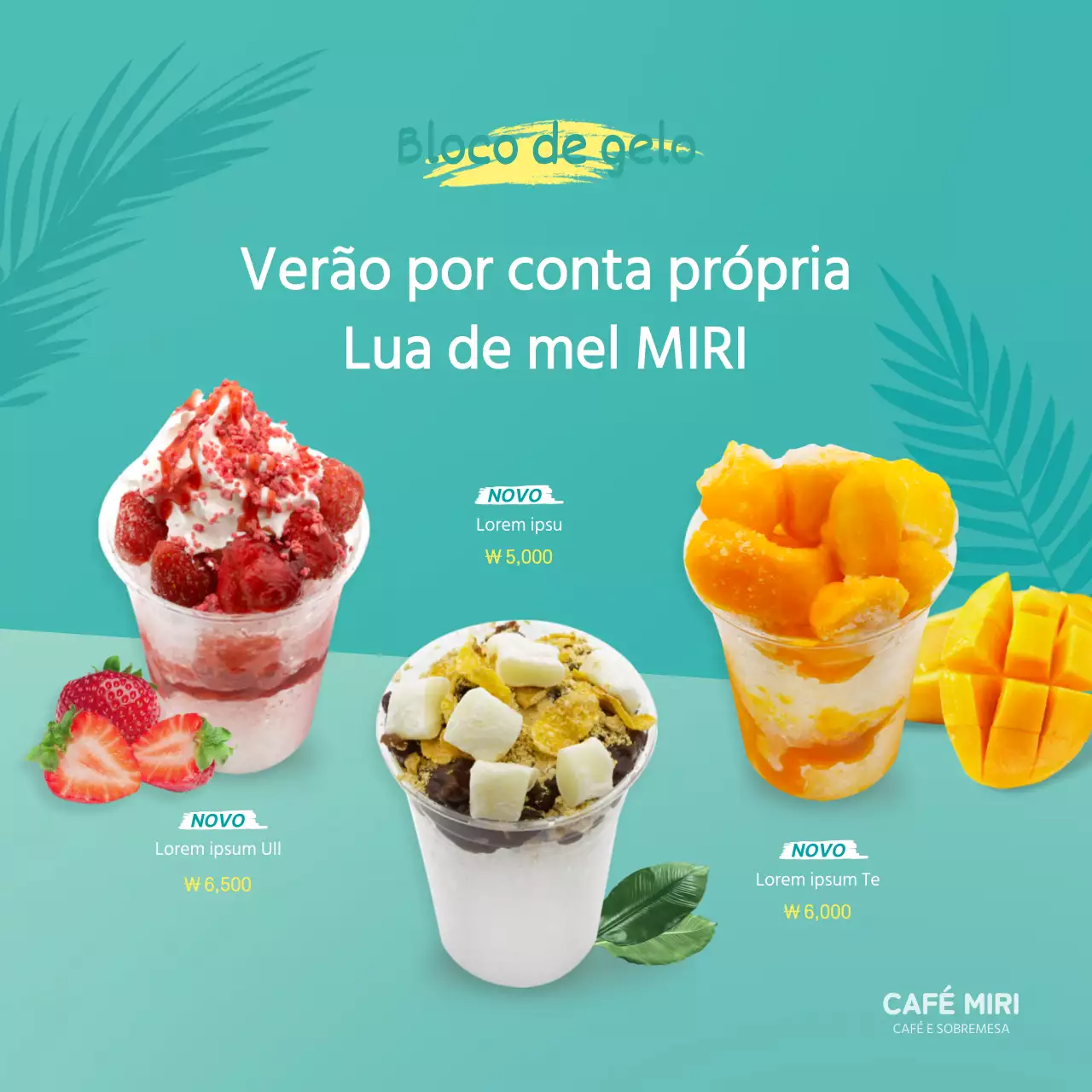 Faixa quadrada de gelo raspado de verão cor de menta