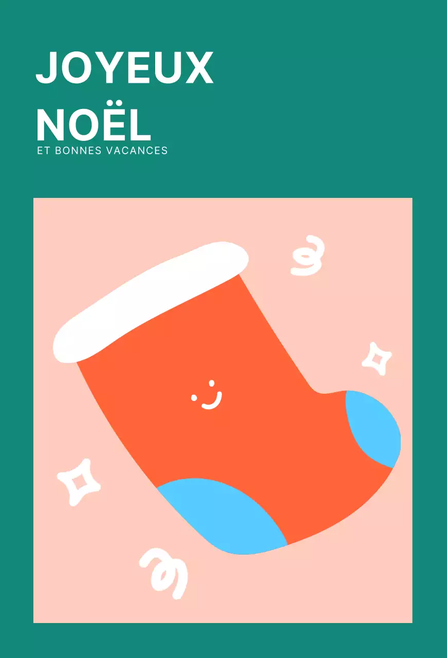Chaussettes de Noël Turquoise Mignonnes Carte postale de Noël Cartes postales