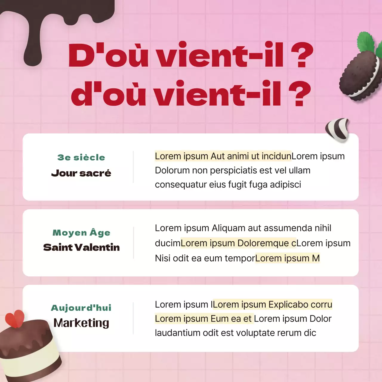 Kit de dessert chocolaté rose et vert foncé pour la Saint-Valentin, lumineux, sucré et frais