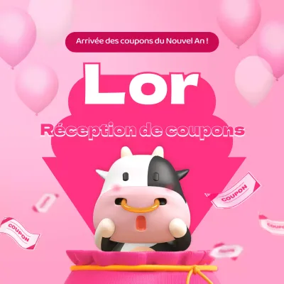 Coupons pour le Nouvel An rose et blanc