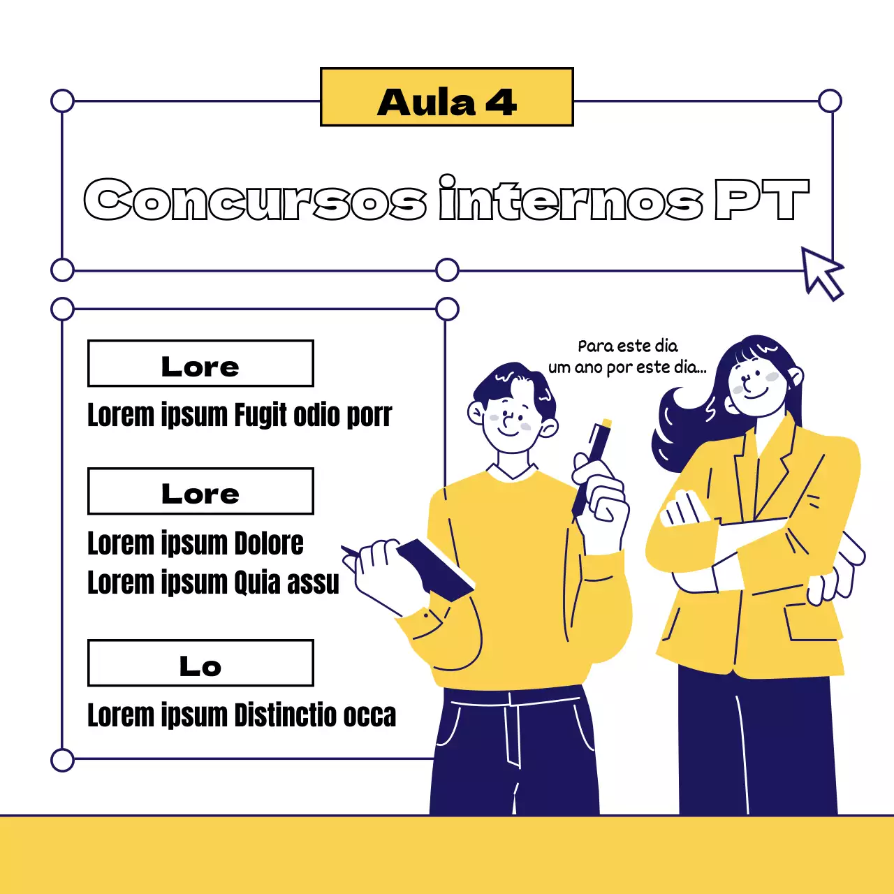 Concurso interno PT com conceito de escala PowerPoint amarelo