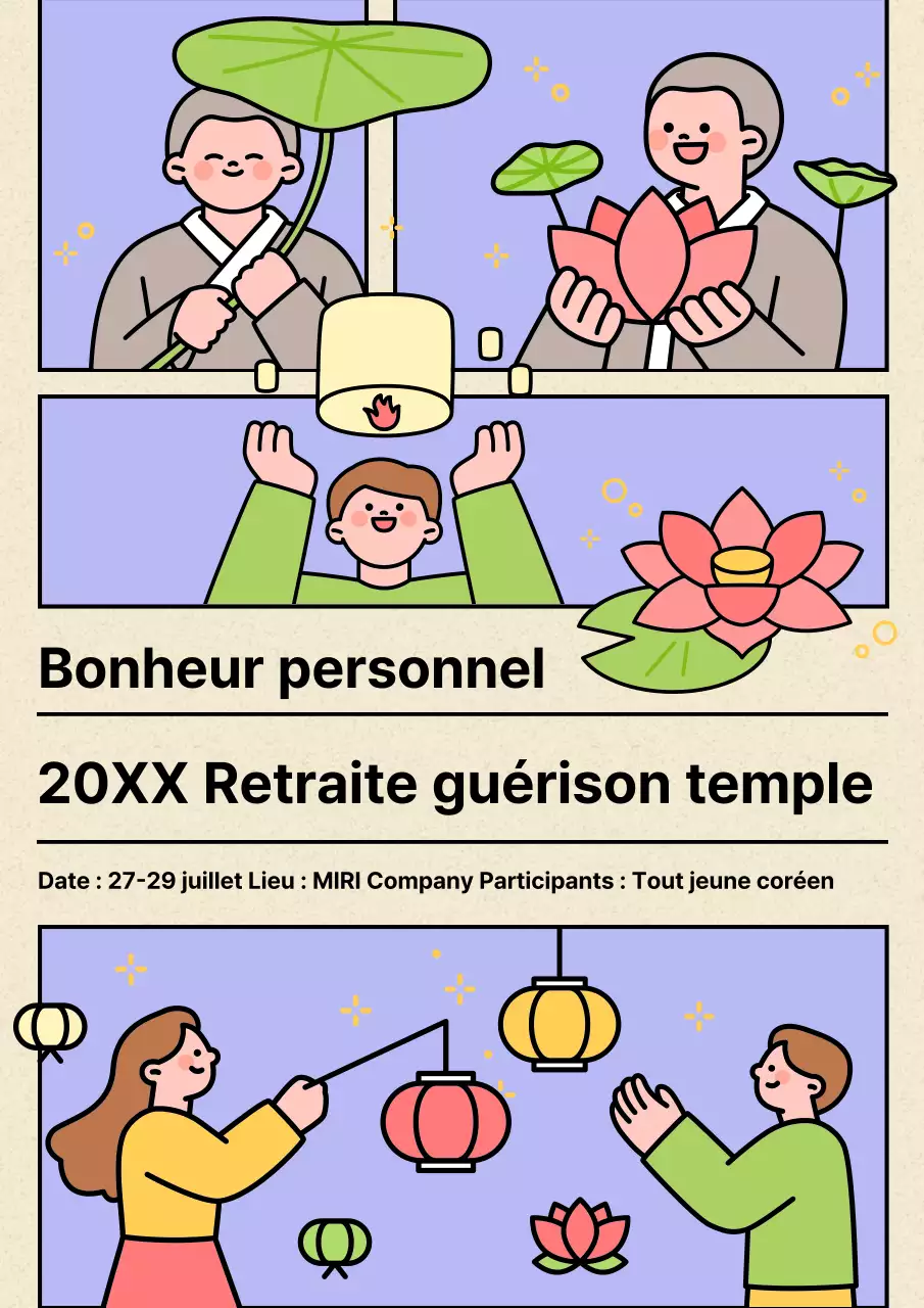 Mauve et texture papier illustré temple séjour voyage événement