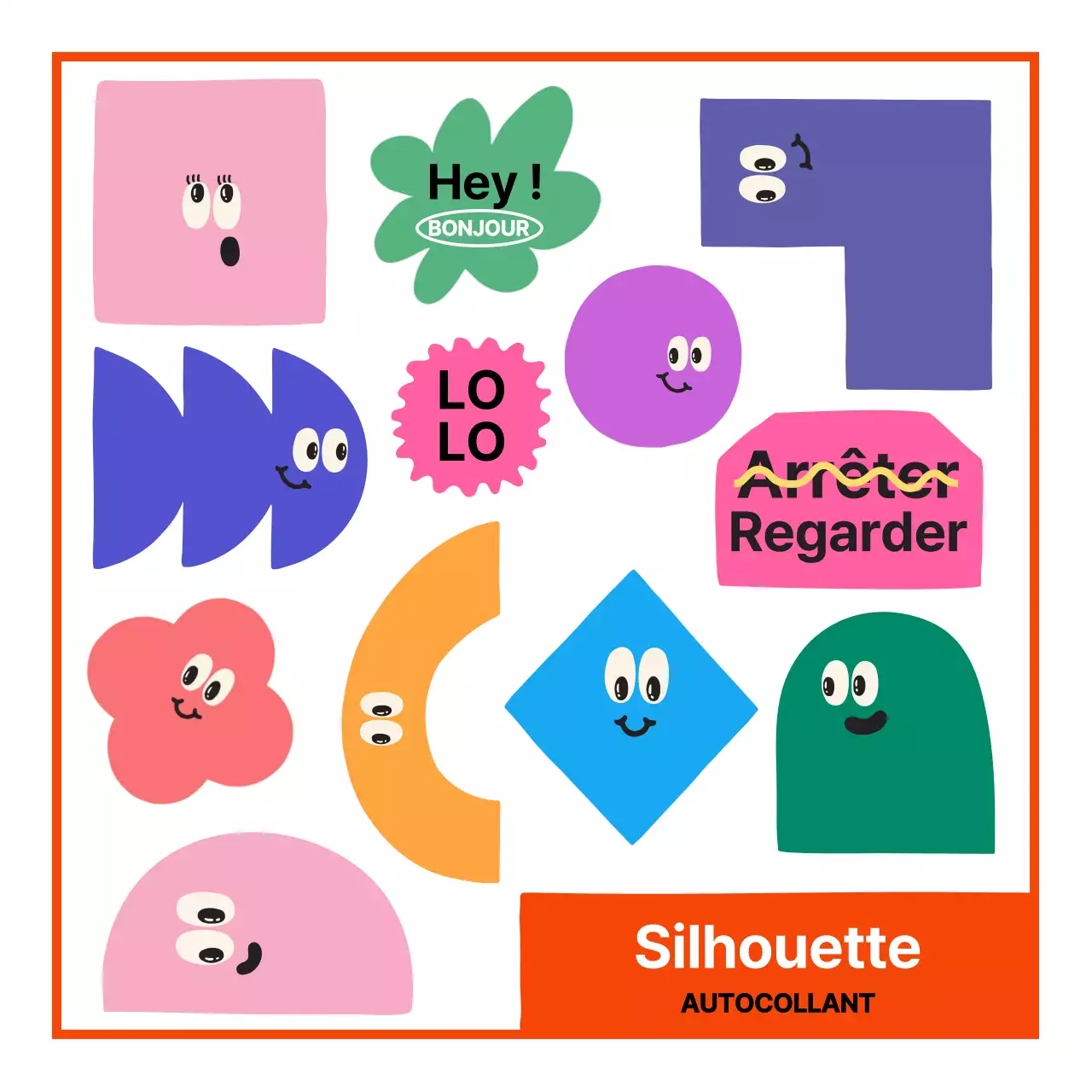 Des personnages aux formes mignonnes et aux expressions variées dans des couleurs vives