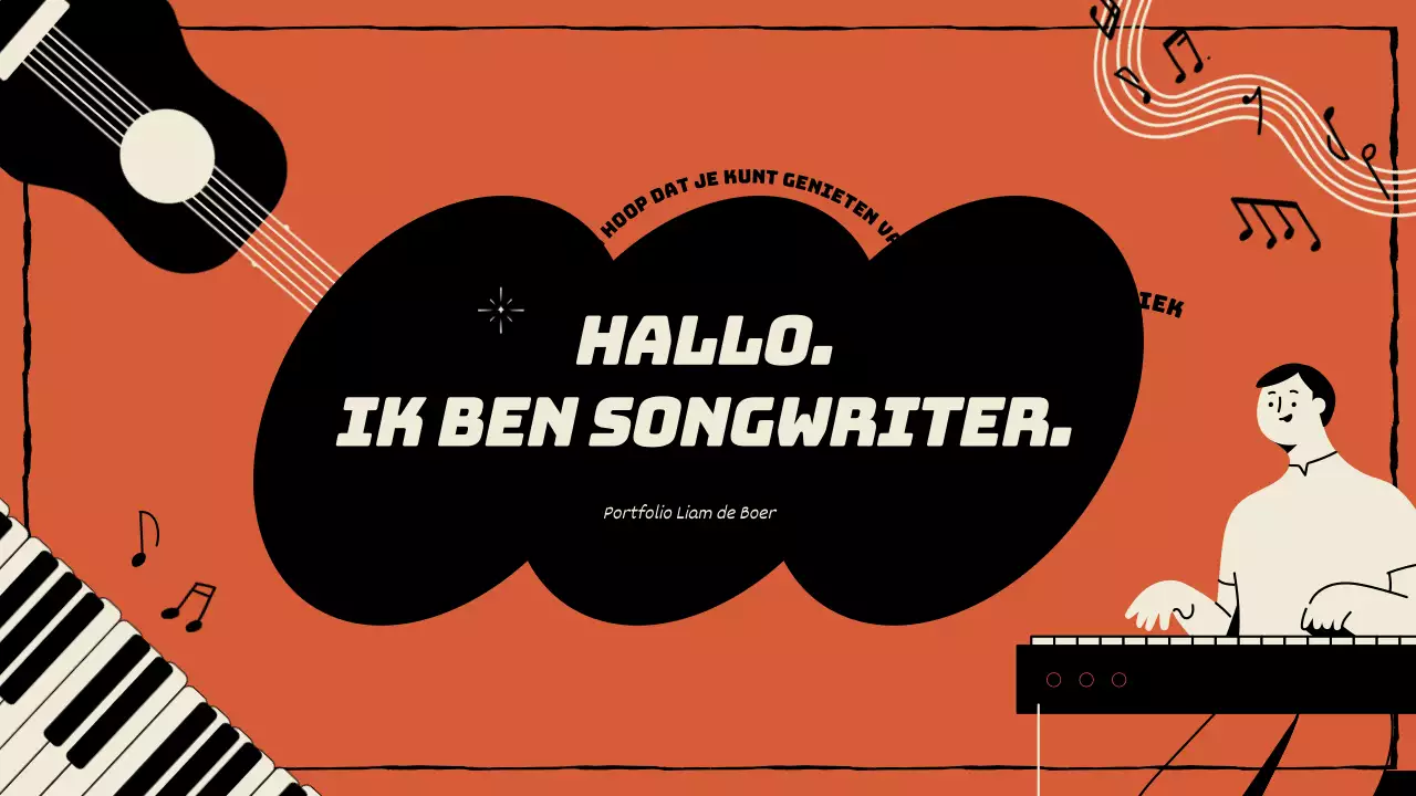 Composer portfolio in oranje en zwart