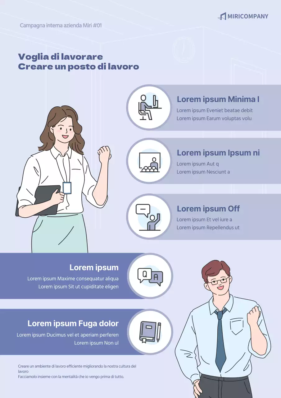 Poster per una campagna interna incentrata su un'illustrazione blu Creare un ambiente di lavoro in cui si desidera lavorare