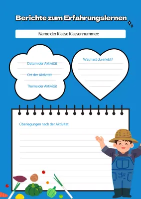 Niedliches blaues Poster für den Erfahrungsbericht im ländlichen Raum
